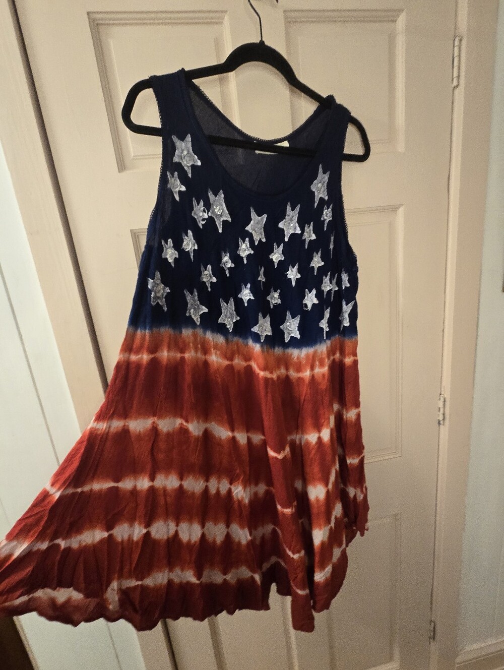 Stars & Stripes Boho Embroidered Sleeveless Tunic Dress One Size